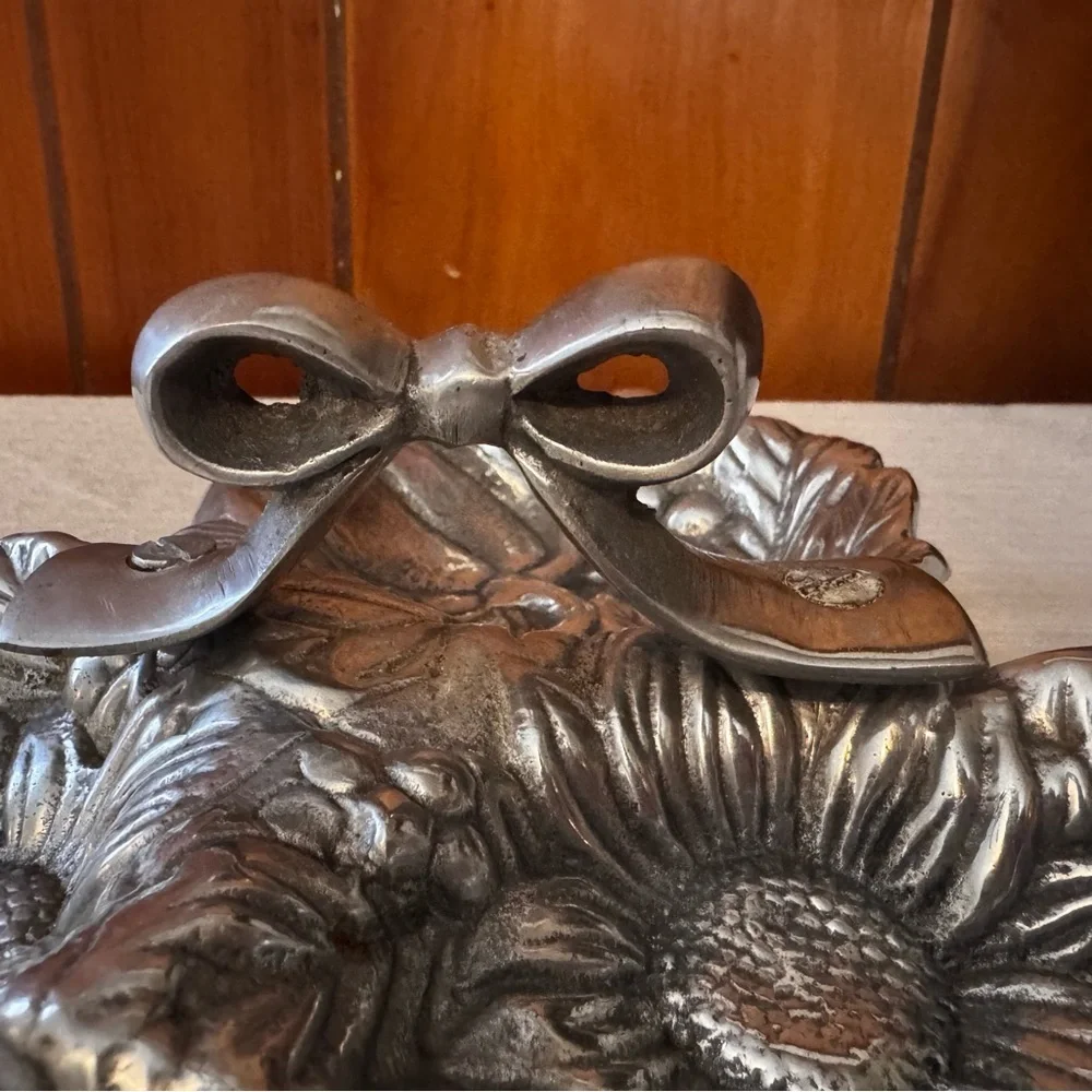 Decorative Silver Sunflower Triple Dish
